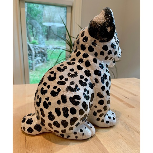 Vintage Mid-Century Majolica Leopard Cub White and Black made in Italy - Picture 5 of 6